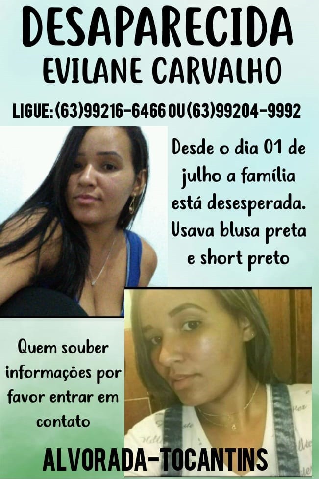 Jovem de Alvorada do Tocantins está desaparecida há nove dias e família pede ajuda