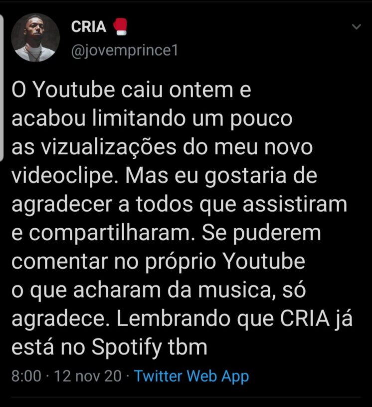 Youtube cai e fica fora do ar por 2 horas na noite desta quarta-feira (11); Influencer relata prejuízo de R$17 mil