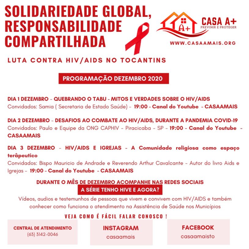 Casa A+ inicia campanha “Solidariedade Global, Luta Compartilhada contra HIV/AIDS no Tocantins” em alusão ao Dia Mundial de Luta Contra AIDS