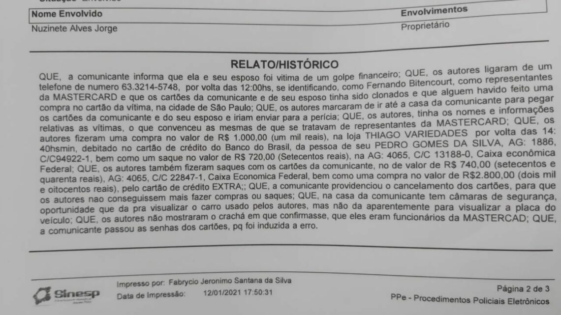 Criminoso finge ser representante da Mastercard para aplicar golpe financeiro em casal em Palmas; entenda